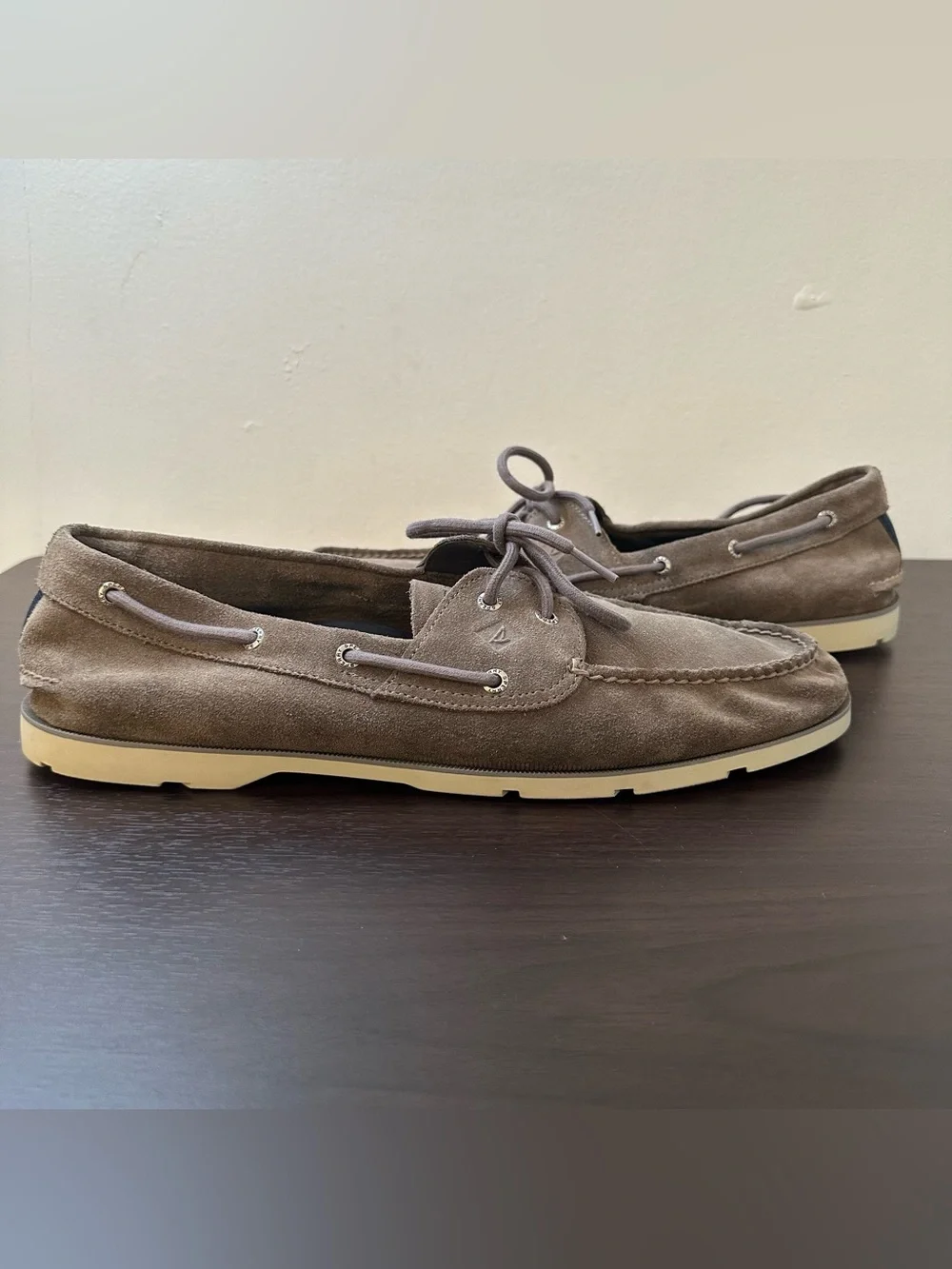 Sperry Top-Sider Gray Suede Boat Shoes Lace-Up 2-Eye Ripple 15 Casual Coastal